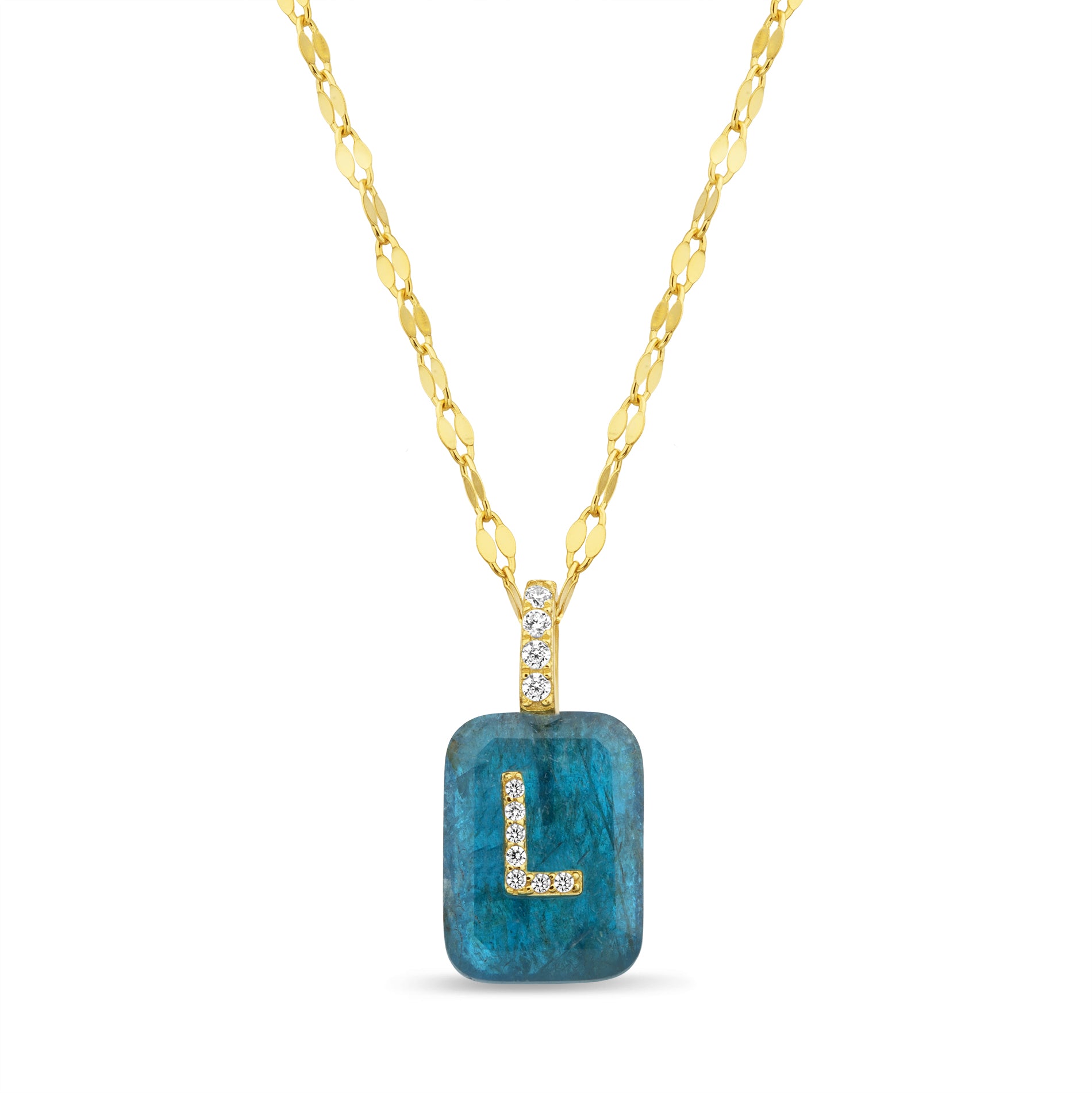 Gold and Apatite Initial Pendant